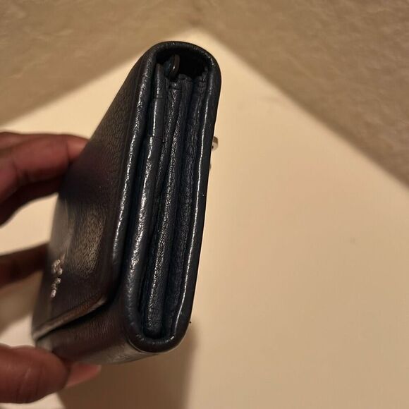 Prada Women's Continental Flap Long Wallet Navy Blue Saffiano Leather Minimalist - Picture 11 of 14